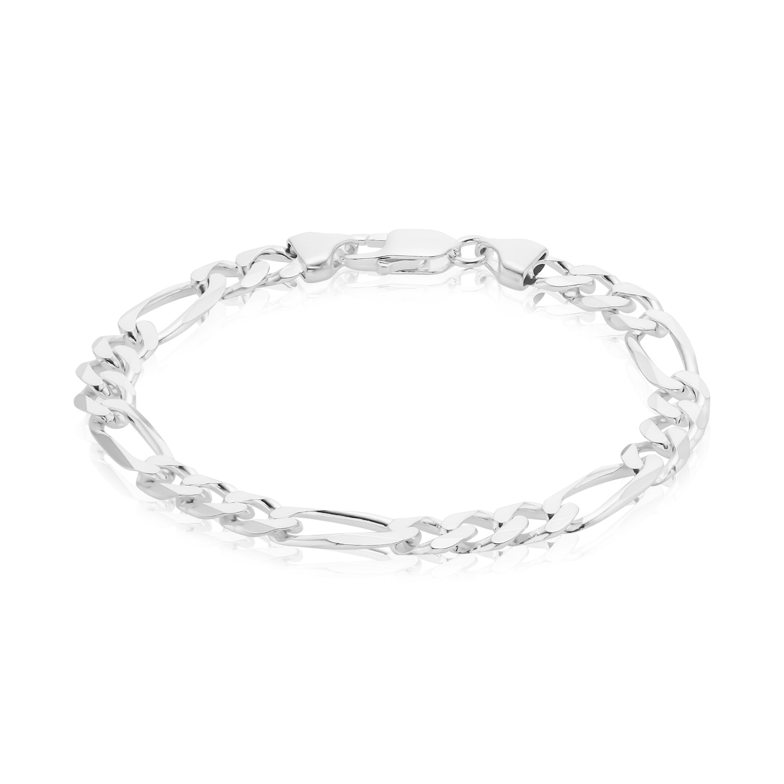 Sterling Silver 21cm 1:3 Figaro 200 Gauge Bracelet – Zamels