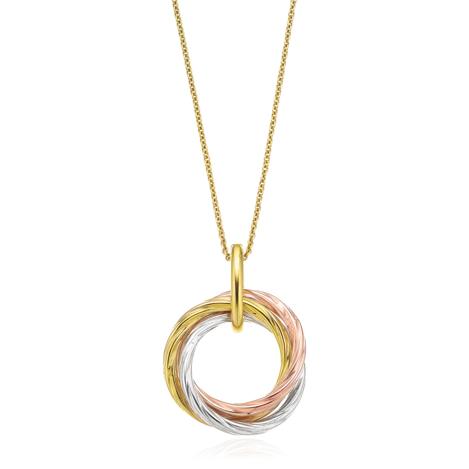 9ct Three Tone Gold Twist Multi Circle Pendant – Zamels