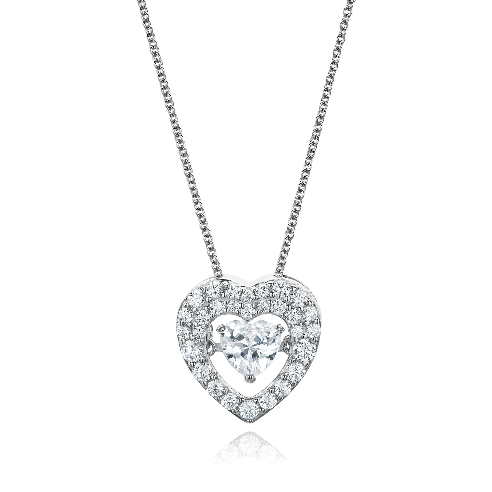 Sterling Silver Cubic Zirconia Heart Pendant – Zamels