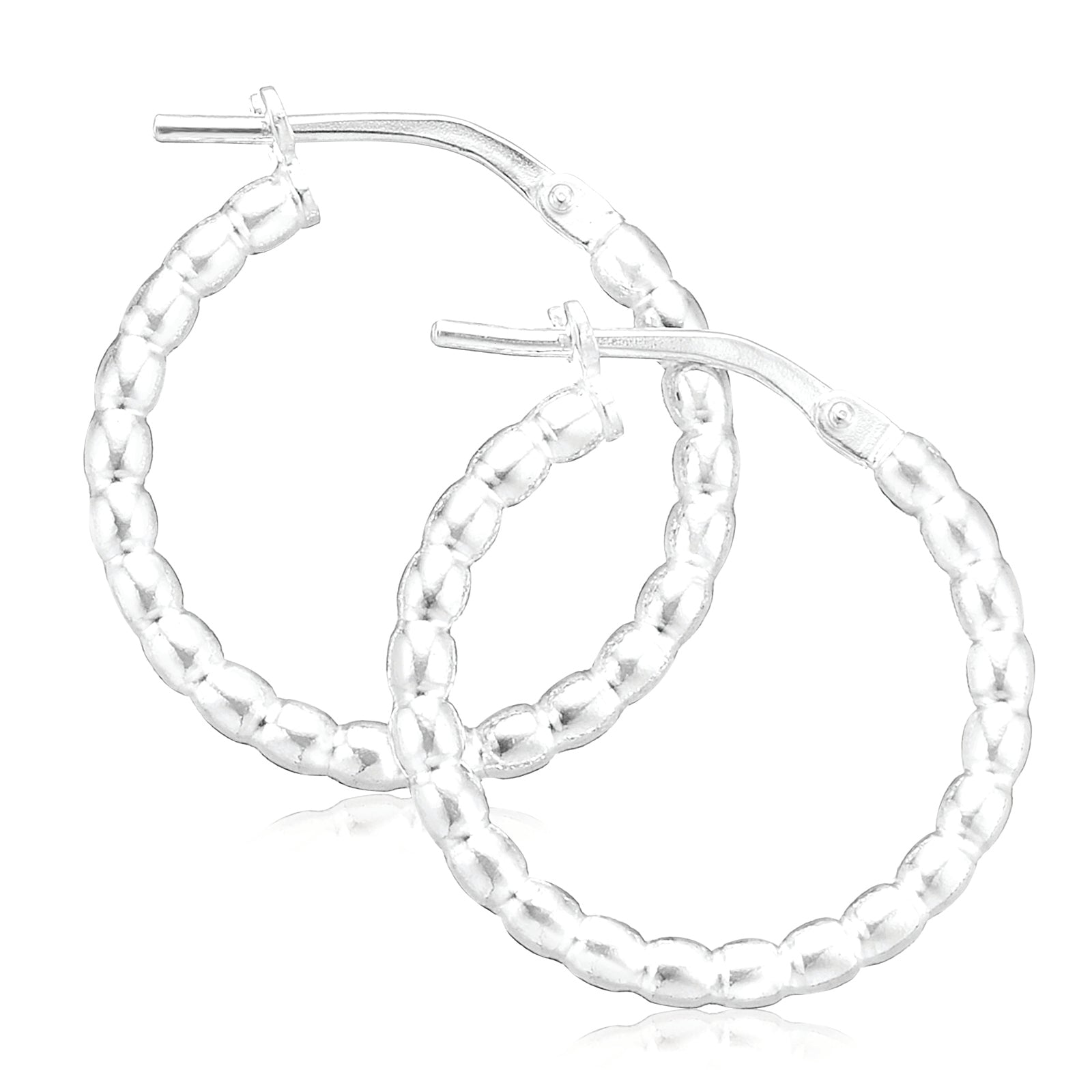 Sterling Silver 20x23mm Patterned Hoop Earrings Zamels 1346