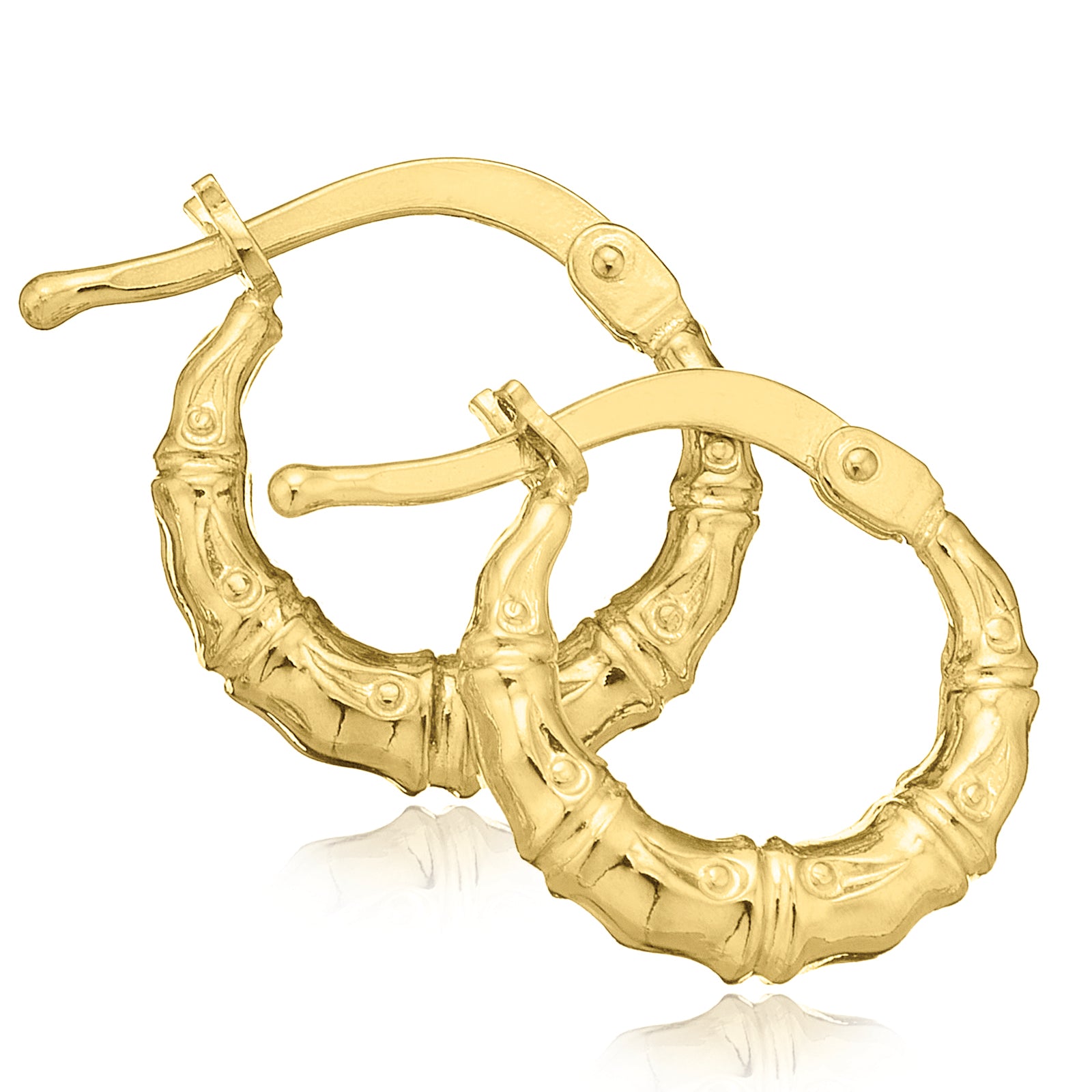 9ct Yellow Gold Silver Filled Patterned Hoop Earrings – Zamels