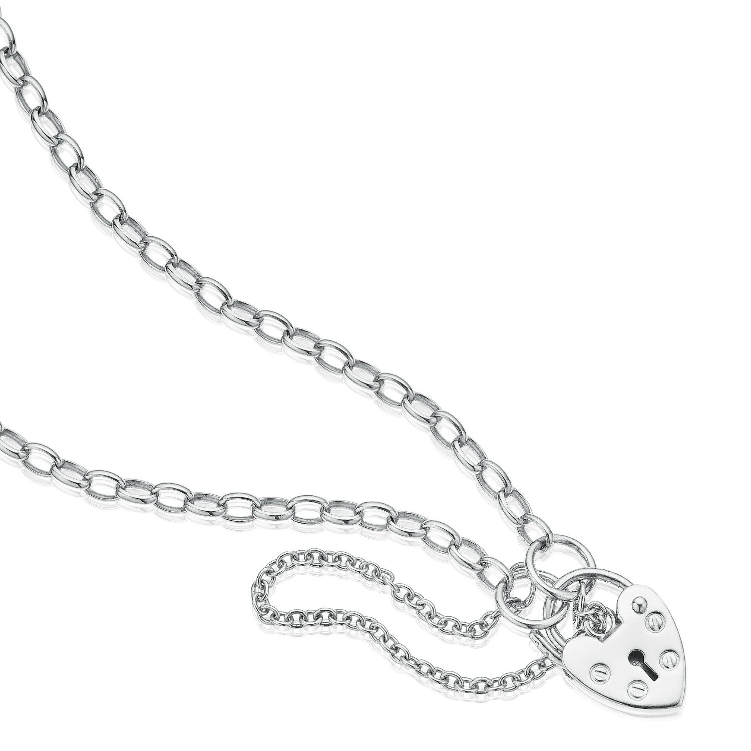 9ct White Gold 19cm Padlock Bracelet