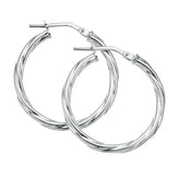 Sterling Silver 20mm Twist Hoop Earrings