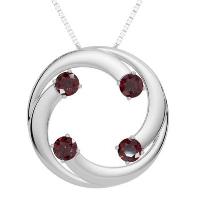 Personalised 4 Birthstones Circle Pendant