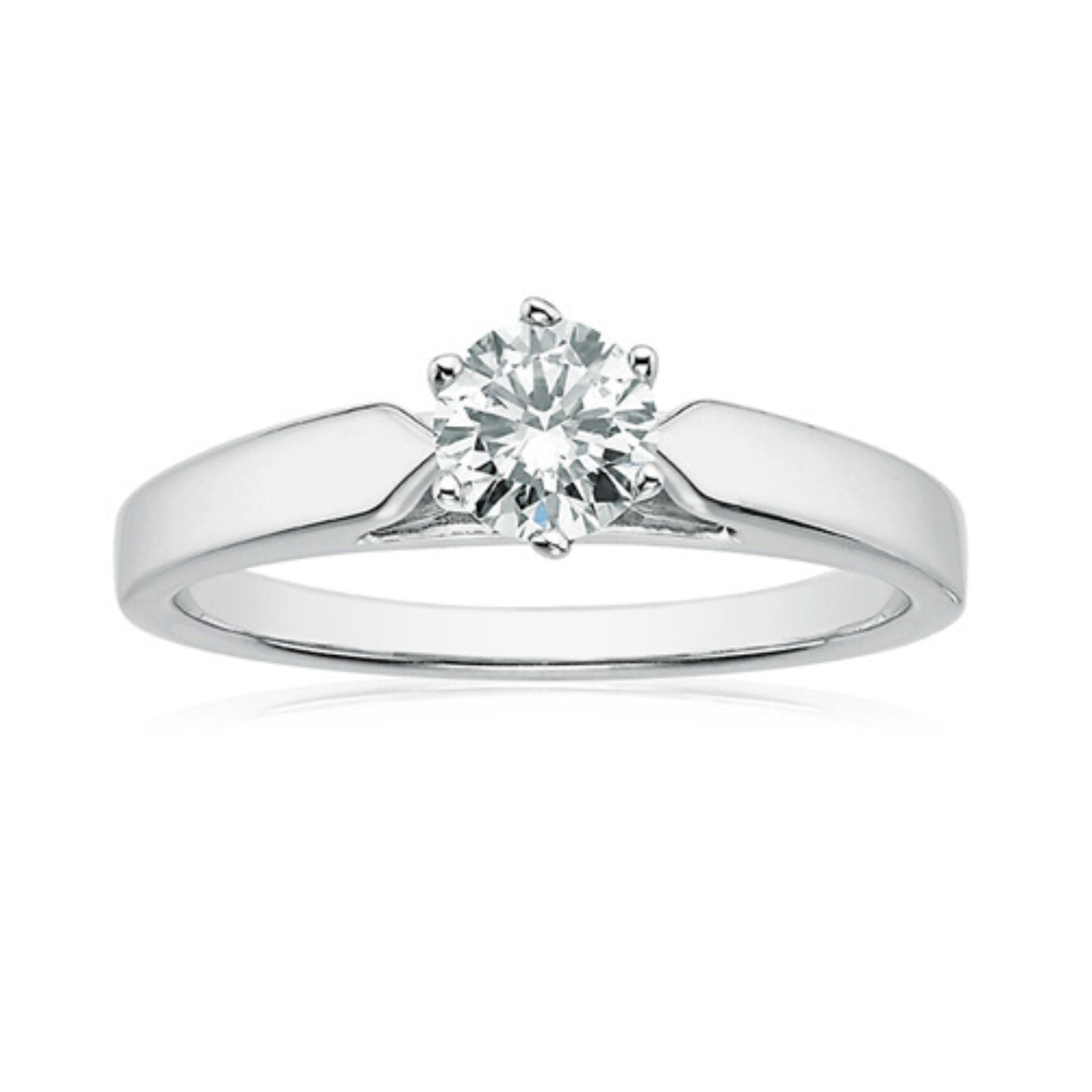 Solitaire 9ct White Gold Round Cut 0.50 Carat tw Diamond Ring – Zamels