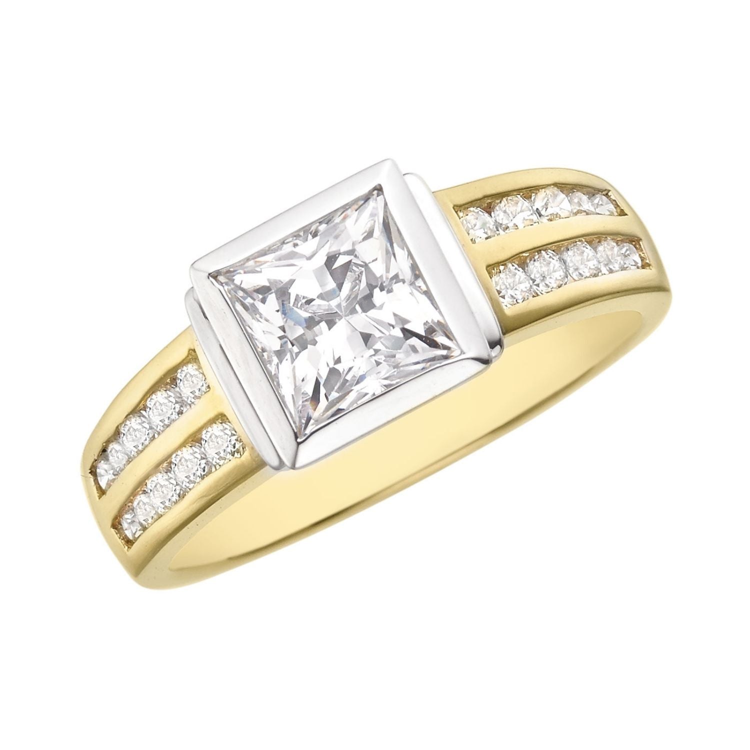 Hush 9ct Yellow Gold Round Cut 1.60 Carat tw Diamond Simulants Ring