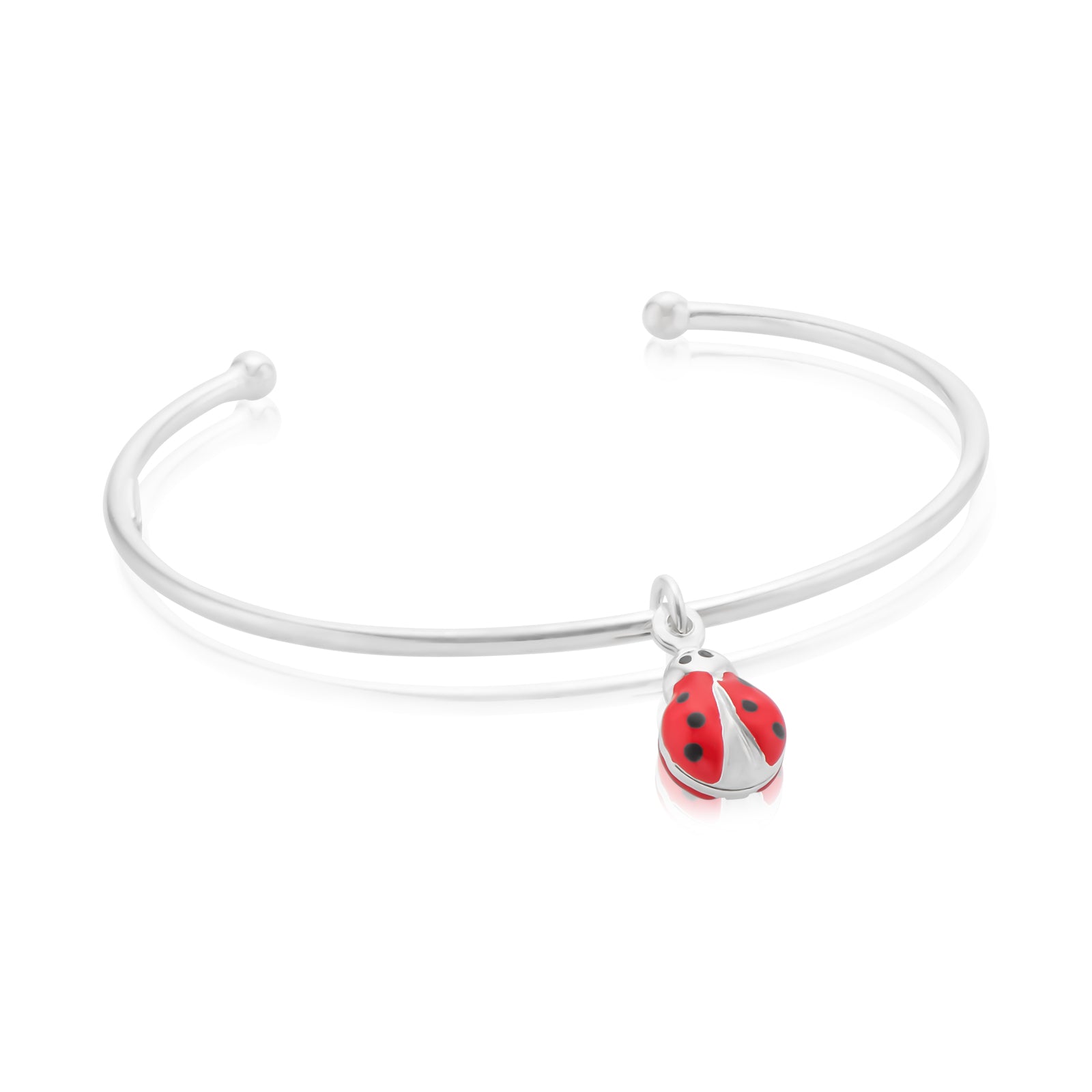 Sterling Silver Ladybird Baby Cuff Bangle