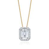 Stainless Steel Emerald Cut Cubic Zirconia Pendant