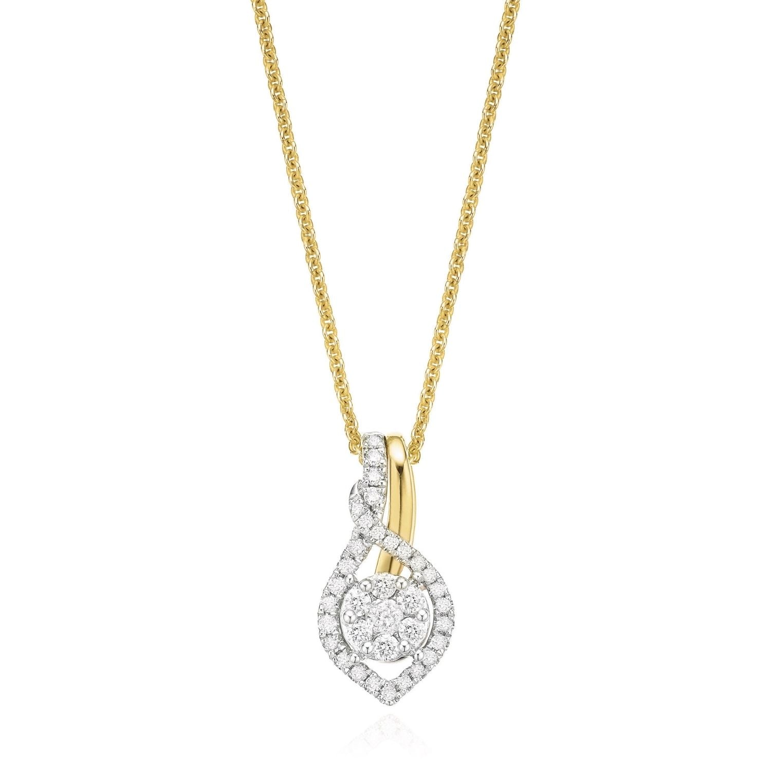 London 9ct Two Tone Gold 0.25 Carat tw Diamond Pendant