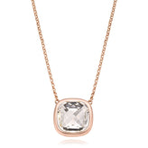 Sterling Silver Rose Gold Plated Crystal Cushion Necklace