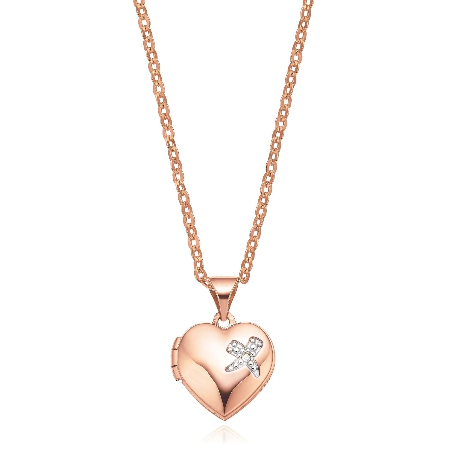 9ct Rose Gold Locket Plain Heart Pendant