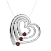 Personalised 3 Birthstones Multi Layered Heart Pendant