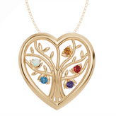 Personalised 5 Birthstones Heart Tree Pendant