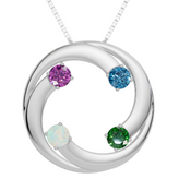 Personalised 4 Birthstones Circle Pendant