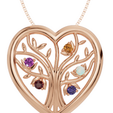 Personalised 5 Birthstones Heart Tree Pendant