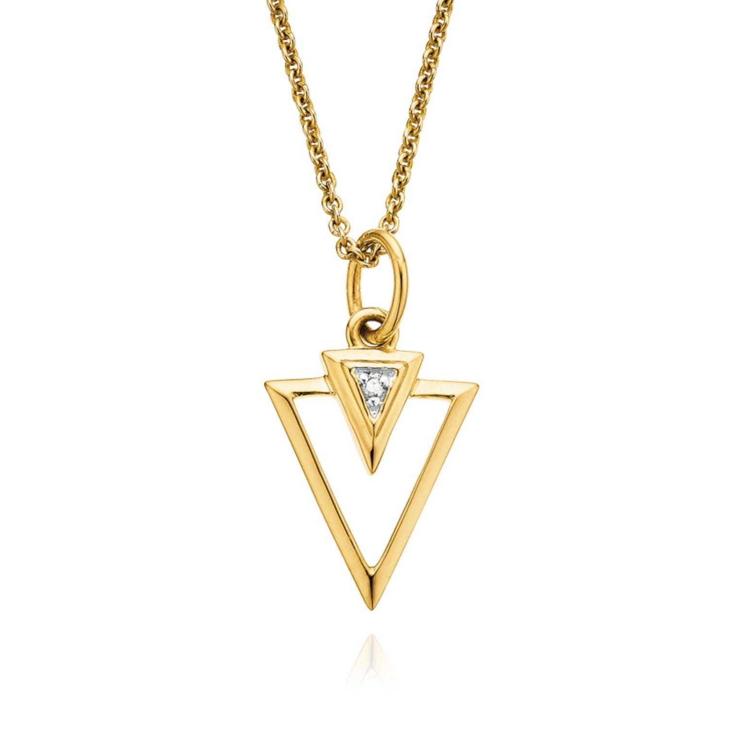 9ct Yellow Gold Round Cut Diaset Pendant