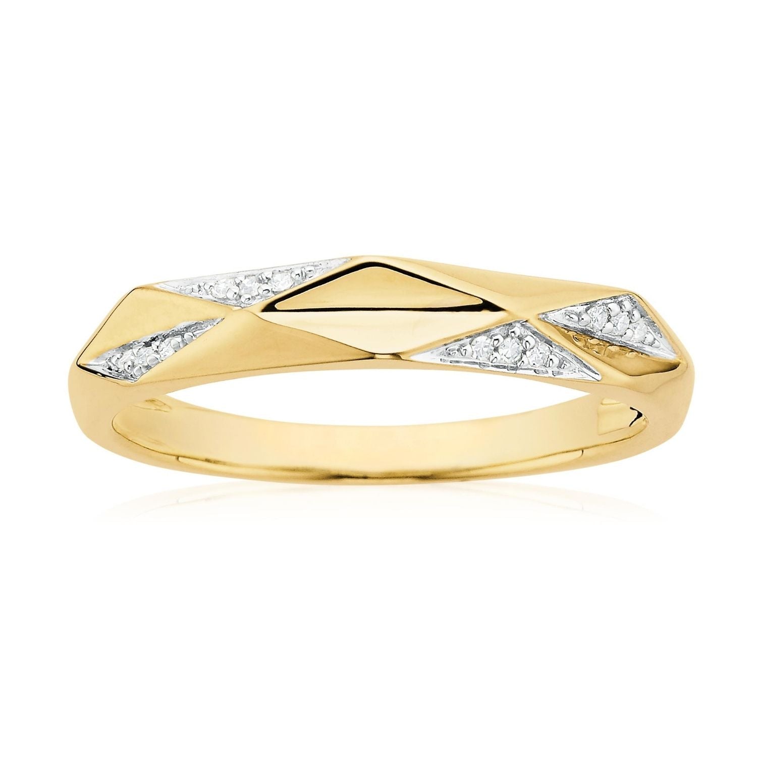 9ct Yellow Gold Round Cut 0.03 Carat tw Diamond Ring