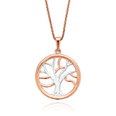 9ct Rose Gold Tree of Life Rhodium Plated Pendant