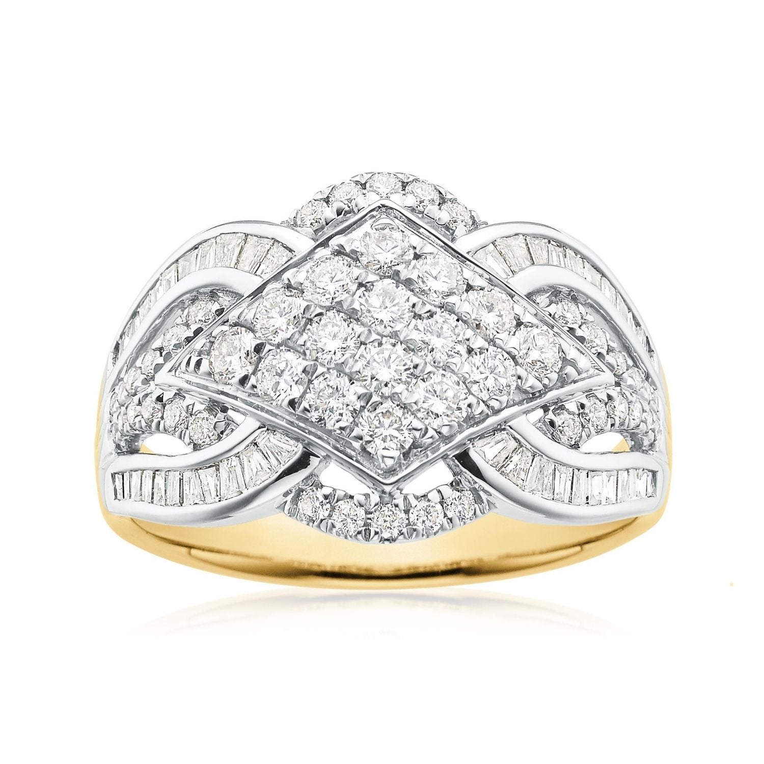 9ct Two Tone Gold Round Cut 1.00 Carat tw Diamond Ring