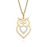 9ct Yellow Gold Diaset Owl Pendant