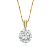 London 9ct Two Tone Gold Round Cut 0.40 Carat tw Diamond Pendant