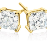 HUSH 9ct Yellow Gold Princess Cut with 1 CARAT tw of Diamond Simulants Stud Earrings