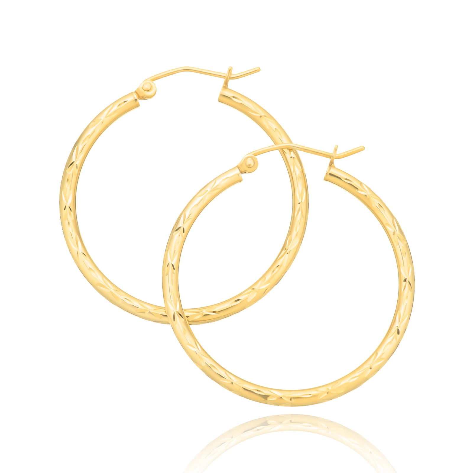 9ct Yellow Gold Silver Filled 30mm Hoop Earrings