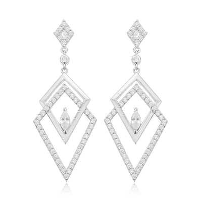 Sterling Silver Cubic Zirconia Chandelier Drop Earrings