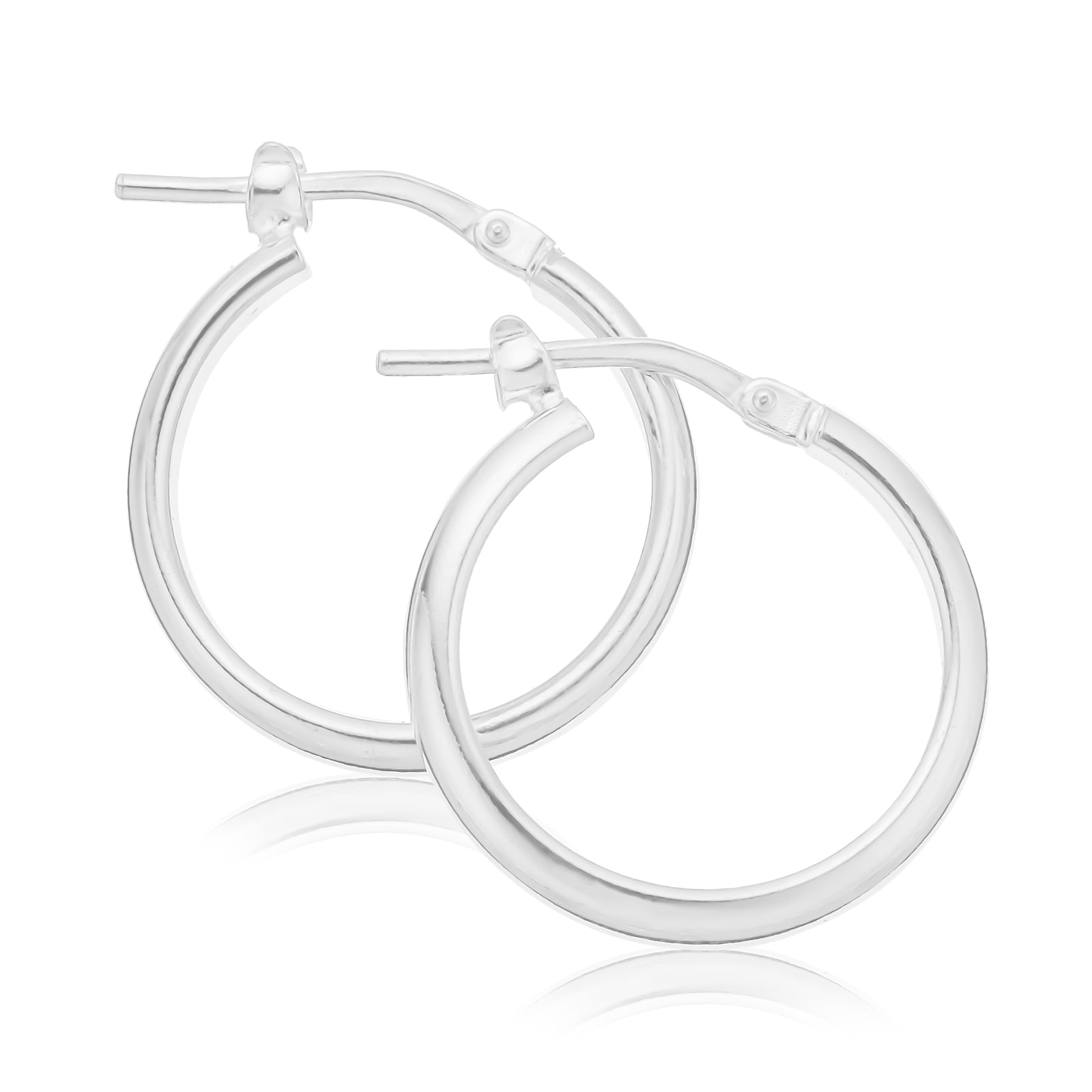 Sterling Silver 15x1.5mm Round Pattern Hoop Earrings