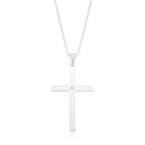 Sterling Silver 45x25mm Wheat Cubic Zirconia Cross Pendant