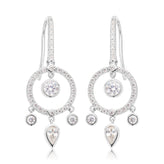 Sterling Silver with Round Brilliant & Pear Cut White Cubic Zirconia Earrings