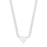 Sterling Silver 40-45cm Curb Heart Necklace