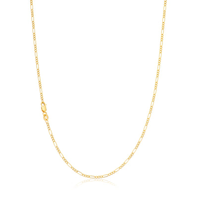 9ct Yellow Gold Silver Filled 45cm 1:3 Figaro Diacut Chain