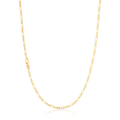 9ct Yellow Gold Silver Filled 45cm 1:3 Figaro Chain