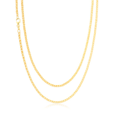 9ct Yellow Gold Silver Filled 55cm Foxtail Chain