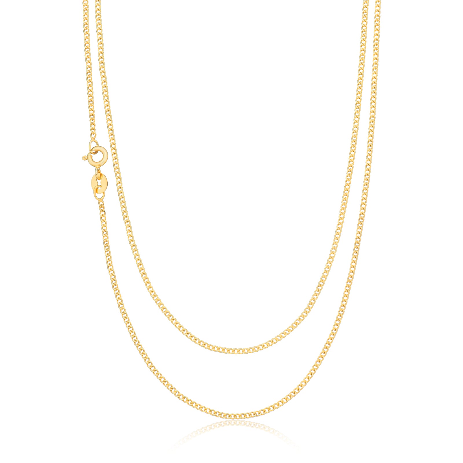 9ct Yellow Gold Silver Filled 45cm Curb 40 Gauge Chain