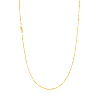 9ct Yellow Gold Silver Filled 45cm Cable Chain