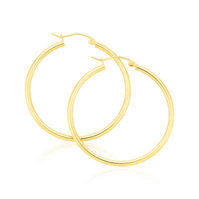 9ct Yellow Gold Round 2x35mm Polished Hoop Earrings