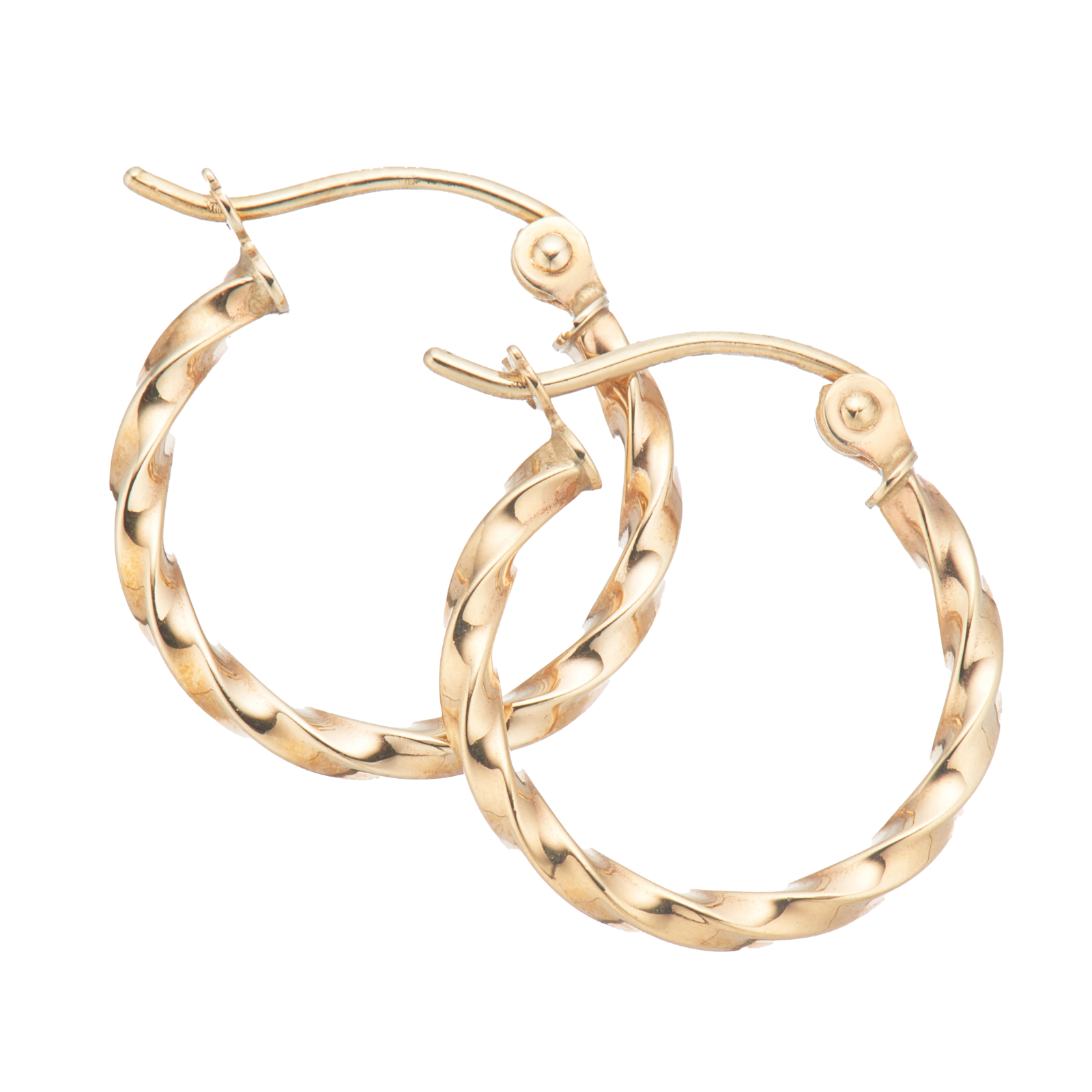 9ct Yellow Gold 2x15mm Pattern Hoop Earrings