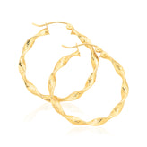 9ct Yellow Gold Round 3x30mm Twist Hoop Earrings