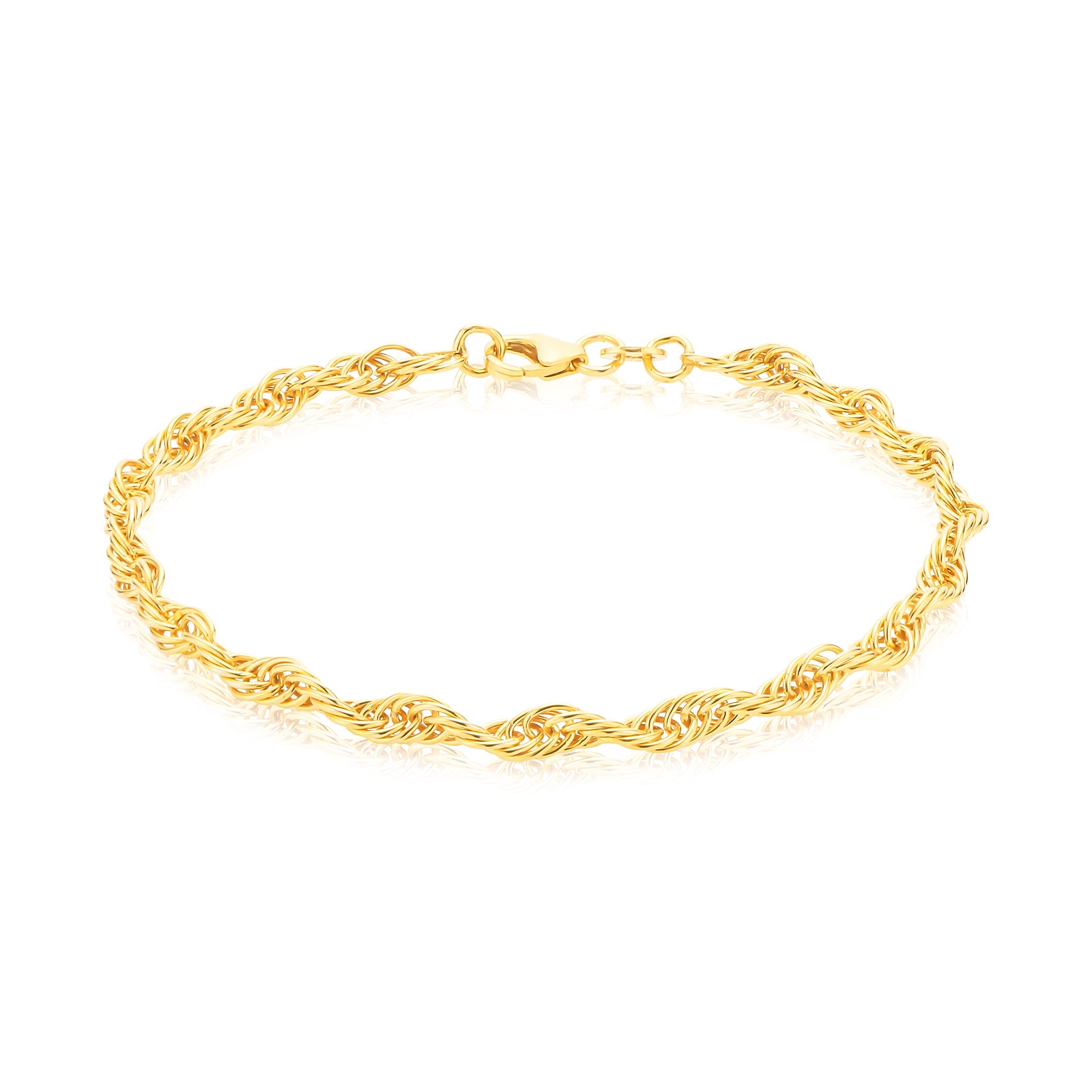 9ct Yellow Gold Silver Filled 19cm 60 Gauge Singapore Bracelet