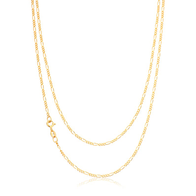 9ct Yellow Gold 60cm 50 Gauge 1:3 Figaro Chain