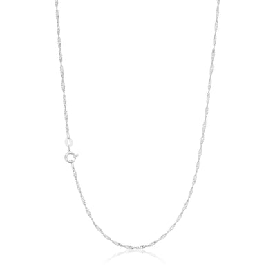 9ct White Gold 45cm 30 Gauge Singapore Chain