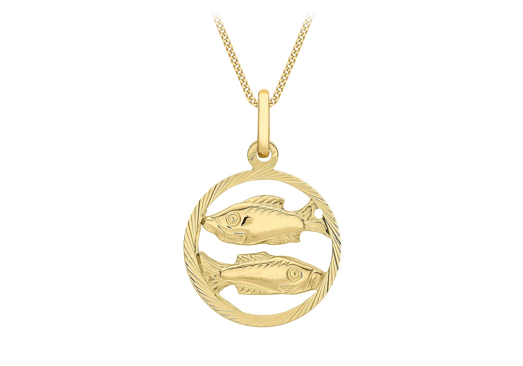 9ct Yellow Gold Pisces Zodiac Pendant