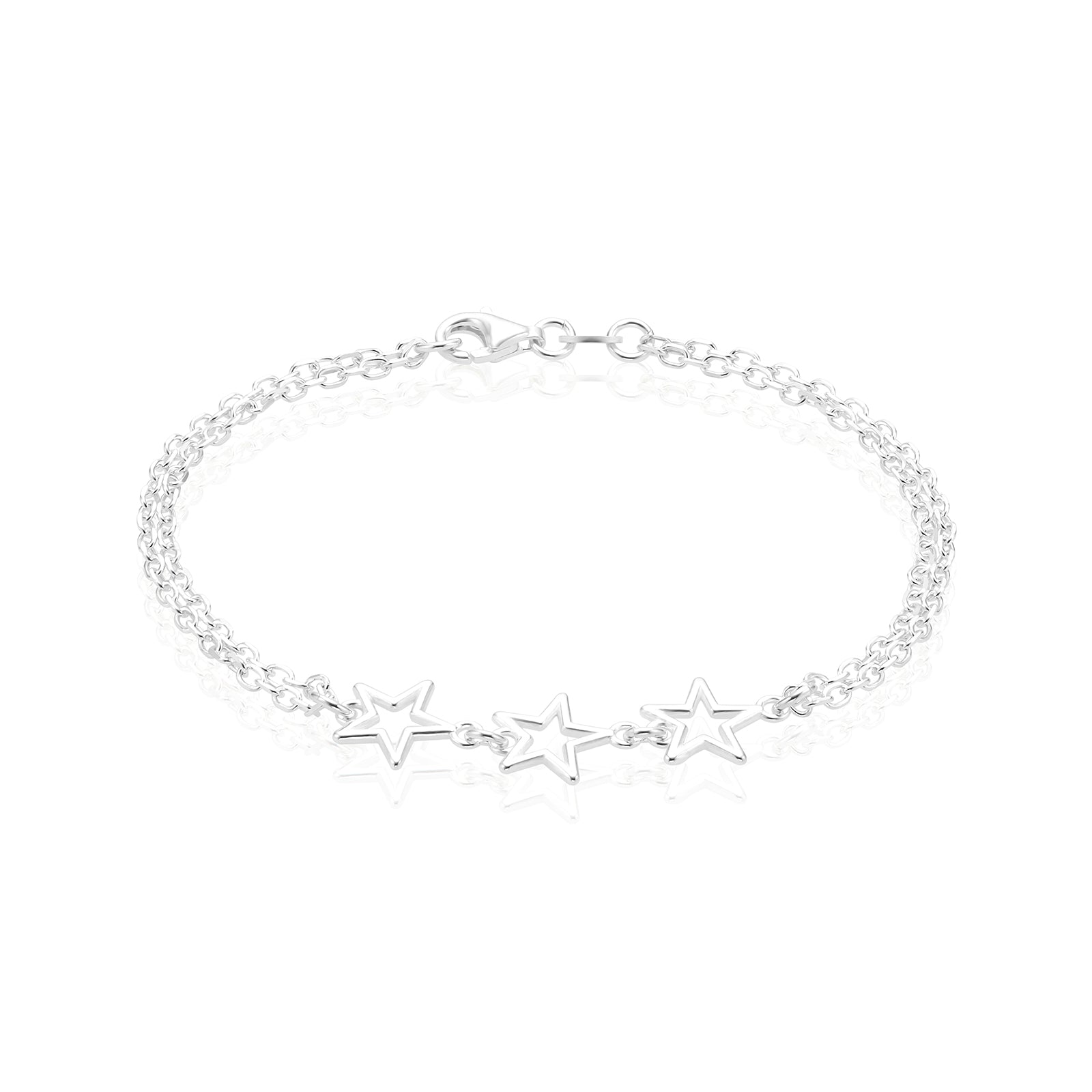 Sterling Silver 19cm Star Bracelet