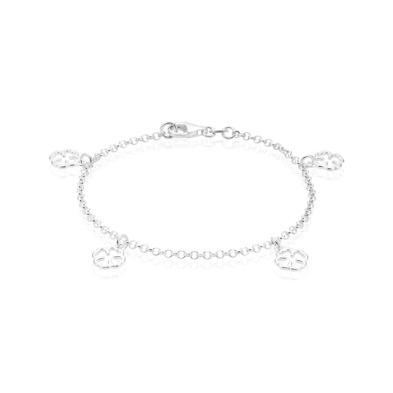 Sterling Silver 19cm Clover Bracelet