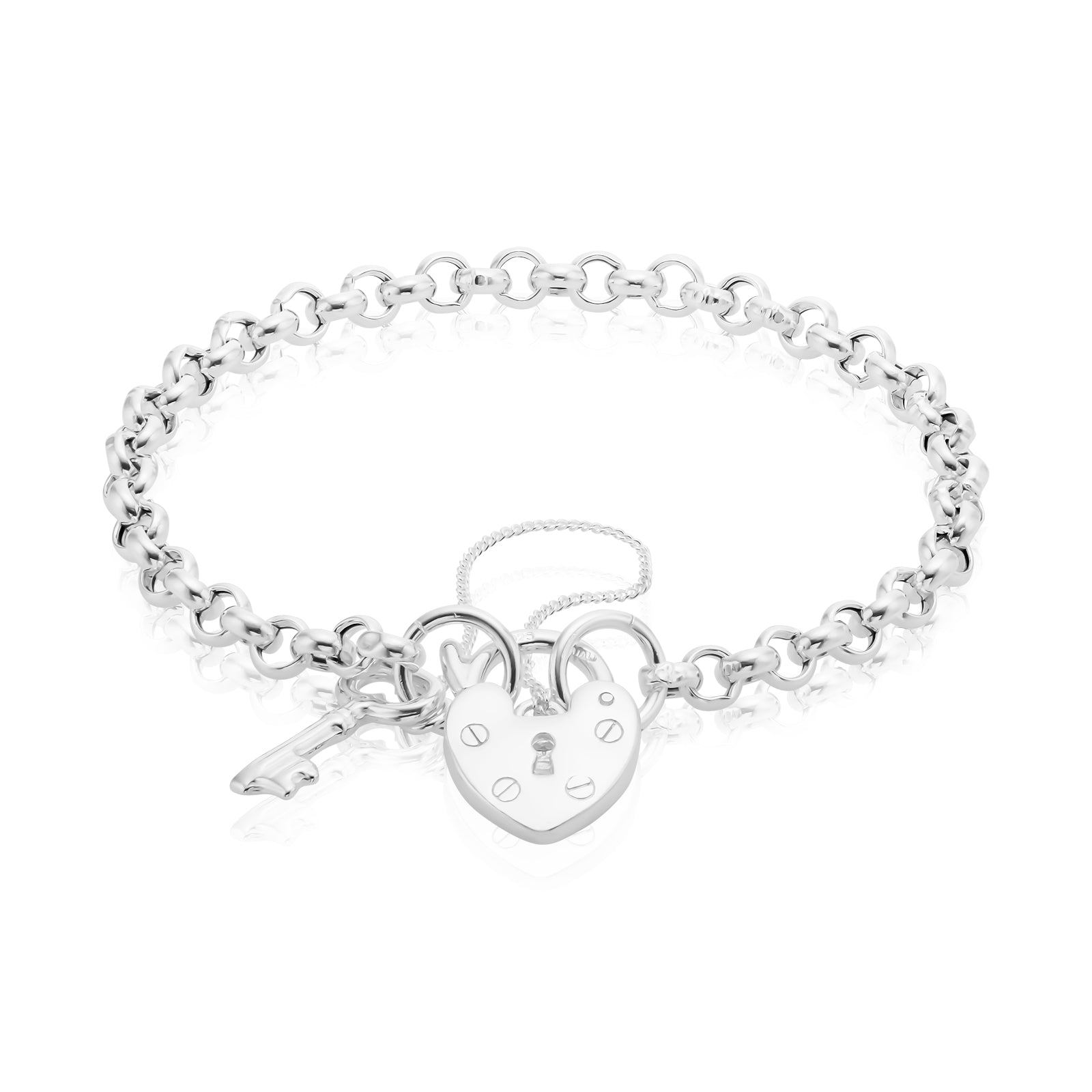 Sterling Silver 19cm Padlock Bracelet