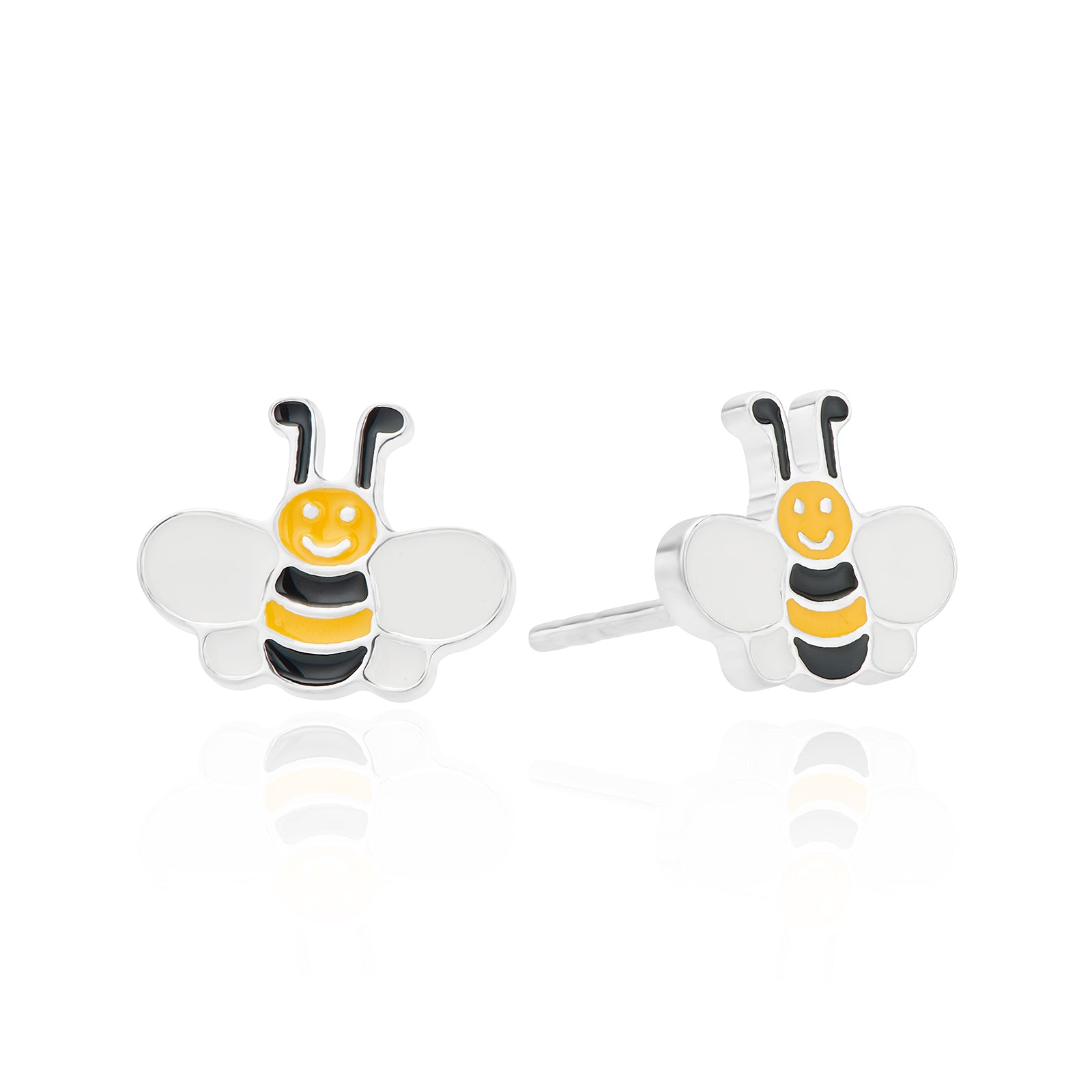 Sterling Silver Enamel Bee Children's Earrings