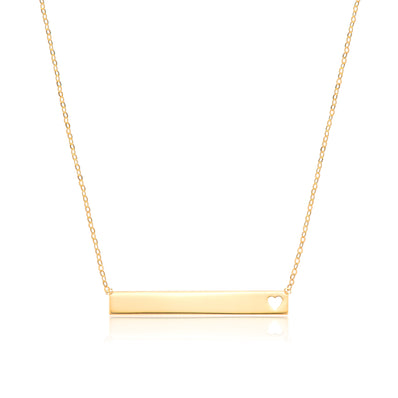 9ct Yellow Gold 45cm Bar Heart Cutout Necklace