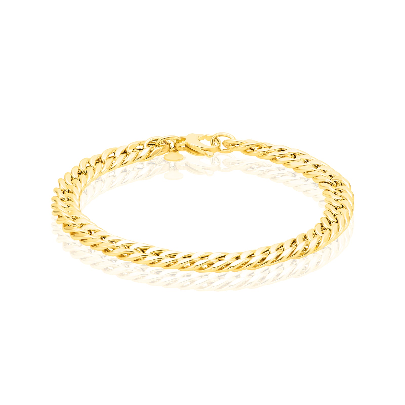 9ct Yellow Gold 21cm Curb Double Hollow Bracelet